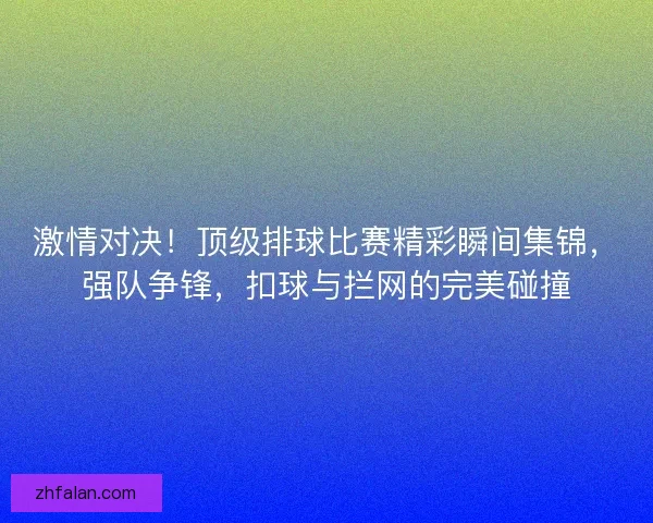 激情对决！顶级排球比赛精彩瞬间集锦，强队争锋，扣球与拦网的完美碰撞