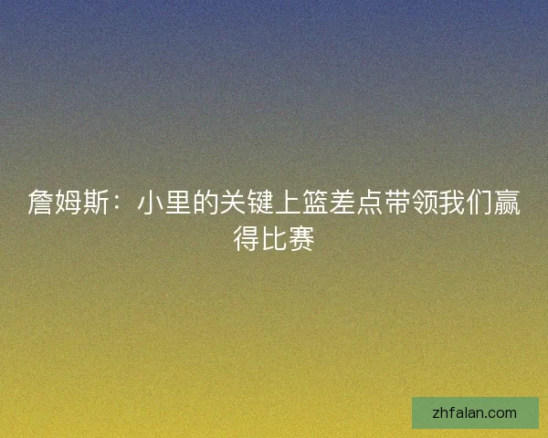 詹姆斯:小里的关键上篮差点带领我们赢得比赛 詹姆斯:小里的关键上篮差点带领我们赢得比赛